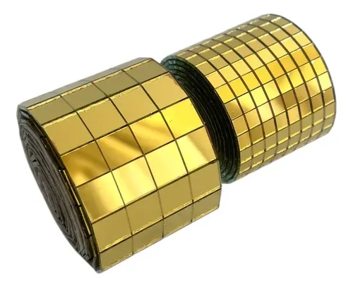 Mosaico Espejo Vidrio Oro Autoadhesivo Deco 4cm Ancho X 5 Mt