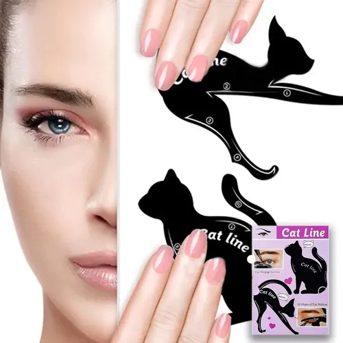 Plantilla Stencil para Delineado de Ojos en Forma de Gato, Pack con 2, de Cat Line