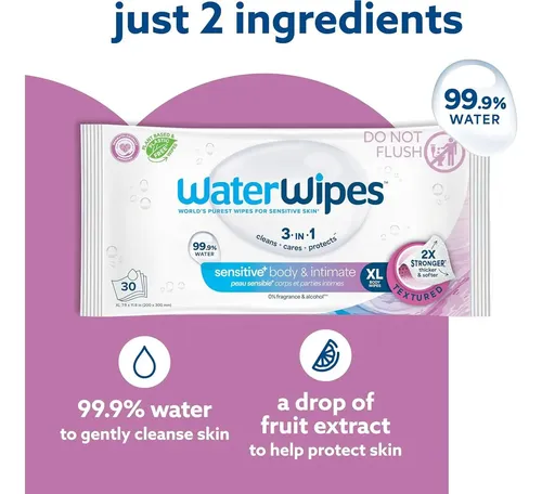 Toallitas Húmedas Waterwipes+ Para Cuerpo E Íntimas, 180