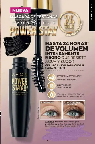 Avon Power Stay Mascara De Pestañas Waterproof Larga Duracio