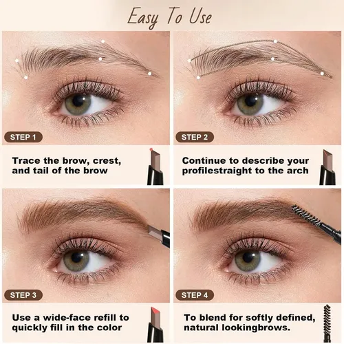 Lápiz Para Cejas Yigumy Retráctil Punta Ultra Fina Marrón