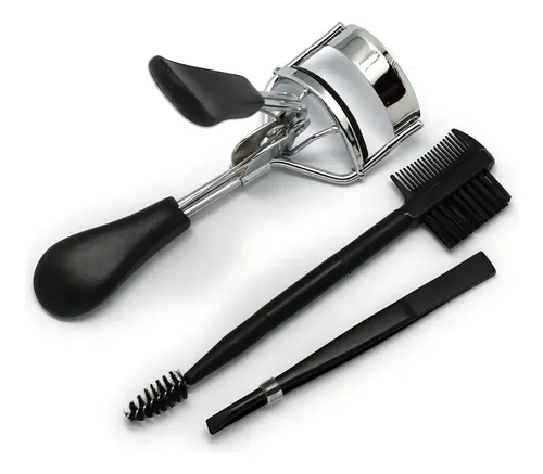 Set De Belleza Para Ojos Arqueador + Pinza + Cepillo Basicare Negro