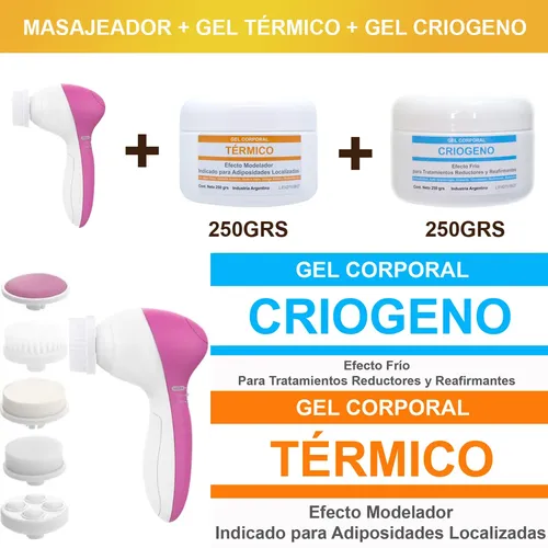 Combo Anticelulitis Aplicador + Gel Térmico + Gel Criogenos Rosa