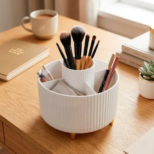 Organizador Maquillaje Porta Cosmetico De Brocha Giratorio F