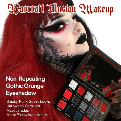 Paleta Goth Rojo/negro De’lanci 15 Tonos Pigmentados Vegan