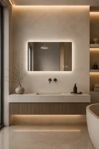 Espejo Led Rectangular Auron 50x70x2 (vertical / Horizontal) 3 Tonos De Luz Dimerizables Desempañador