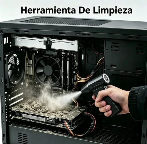 Plumero De Aire Portátil Recargable Con Turboventilador Mult Negro