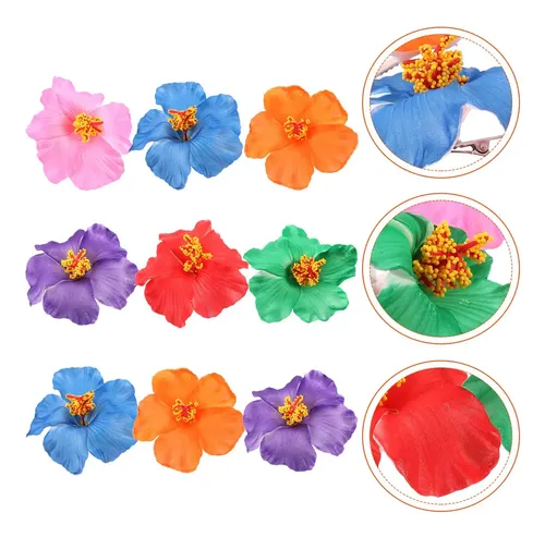 Set De Pasadores Flor Hawaiana 9 Piezas Pinza De Pelo Mm