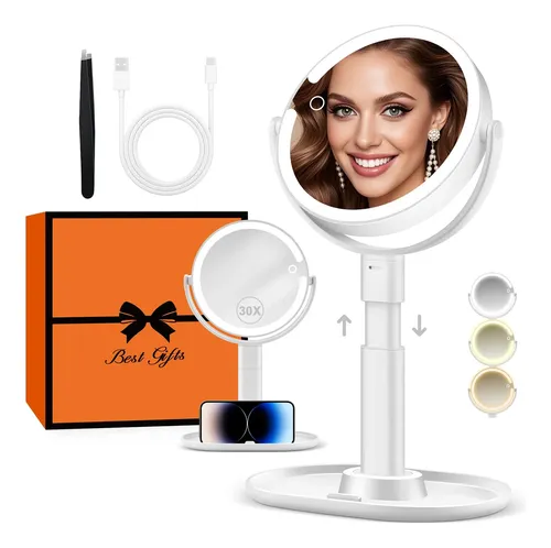 Espejo De Maquillaje B Beauty Planet Con Aumento De 30 Aumentos Con Luces Blanco