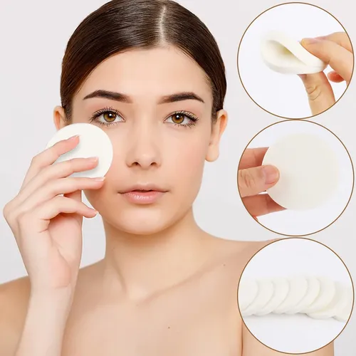 Esponja De Maquillaje Redonda Blanca Sliverdew, 50 Unidades