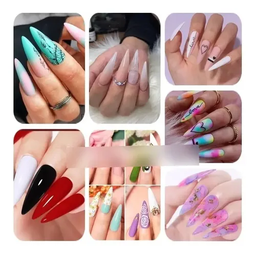 Tips Uñas Stileto Natural Blanco Transparente 100 Unidades