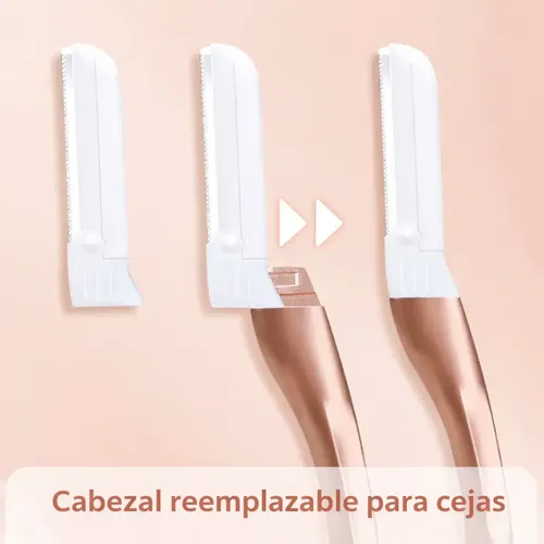 Perfilador Cejas Dermaplaning Vello Facial 10 Repuestos Rosa