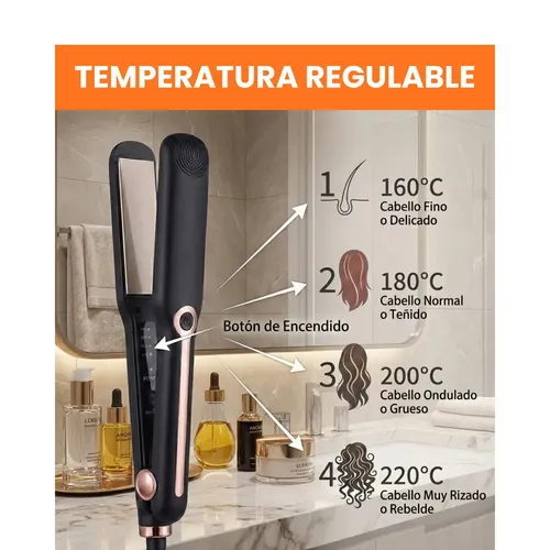 Planchita De Pelo Gx-113217 Plancha Ceramica Alisado Seco Humedo Ionica 45w Negro Gxtronics