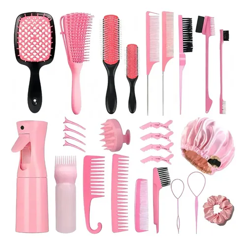 Kit 28pz Peine De Masaje Y Cepillos Para Peinado