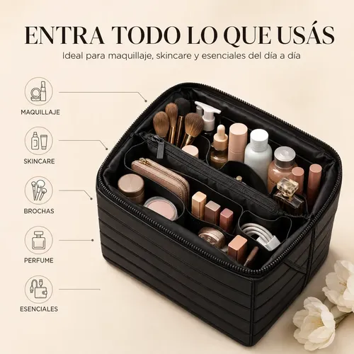 Neceser Organizador Maquillaje Viaje Bolsillos Plegable