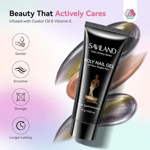 Kit De Uñas Poligel Saviland 15 Colores Lámpara Uv 88w