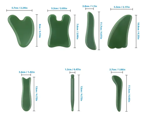 Juego De Herramientas De Masaje Jade Gua Sha De 7 &su