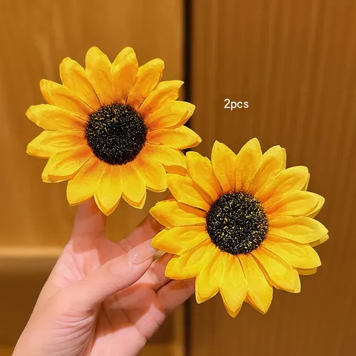 2 Horquillas Con Forma De Girasol, Accesorios Para El Cabell Amarillo