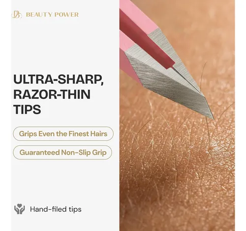 Pinza Profesional Rosa Precisión Para Cejas Y Vello Facial