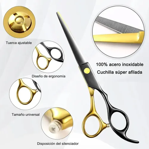 Kit Peluquería 19 Piezas Tijeras Peines Estuche Negro