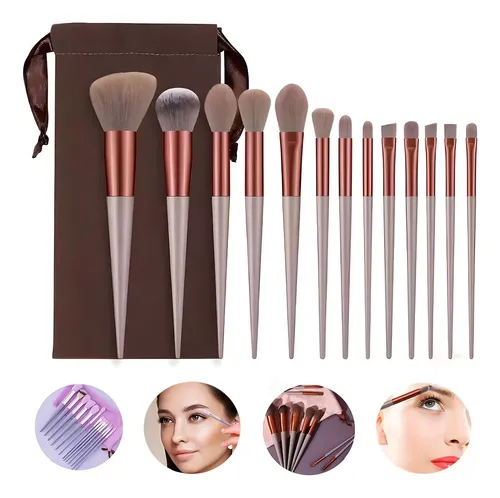 Set De 13 Brochas De Maquillaje Marrón Eri Genérico