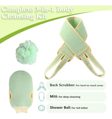 Conjunto Exfoliante 3 En 1 Rikkuse Verde (guante Exfoliante