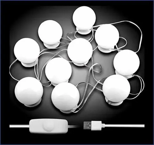 Kit 10 Focos Lamparas Luz Led Espejo Usb Maquillaje Camarin