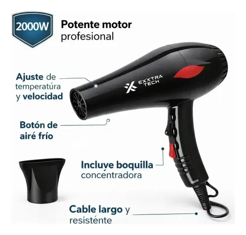 Secador Pelo Cabello Frio Calor Extra Techh 2000w 220v