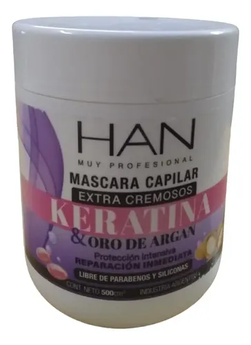 Máscara Capilar HAN Extracto Cremoso Keratina Argán 500g Hidratante