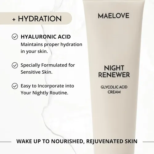 Crema Nocturna Con Ácido Glicólico Maelove 10% Para Piel