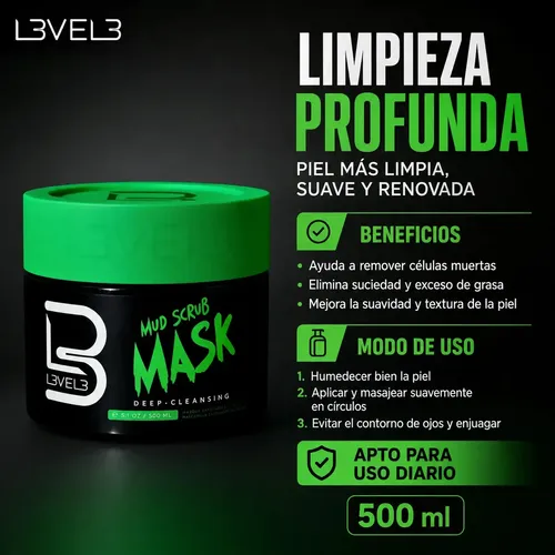 Mascarilla Facial L3 Level 3 Exfoliante De Barro 500ml