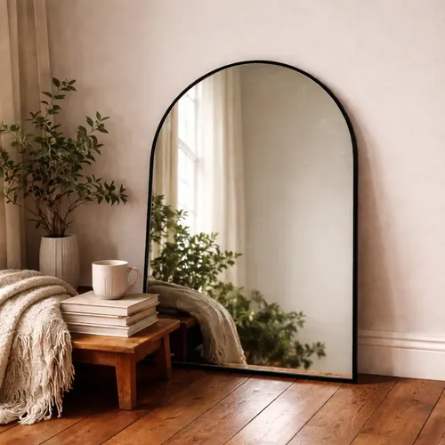 Espejo De Pared Moderno 70cm Minimalista Negro Arco