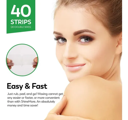 Tiras De Cera Facial Shinemore Hipoalergénicas 40 Unidades