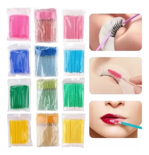 Kit Cepillo Microhisopo Y Limpiador De Pestañas X60 Unidades