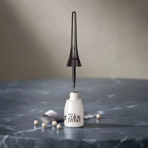 Delineador Líquido Avon Color Trend Preto Metálico, Acabado Metalizado