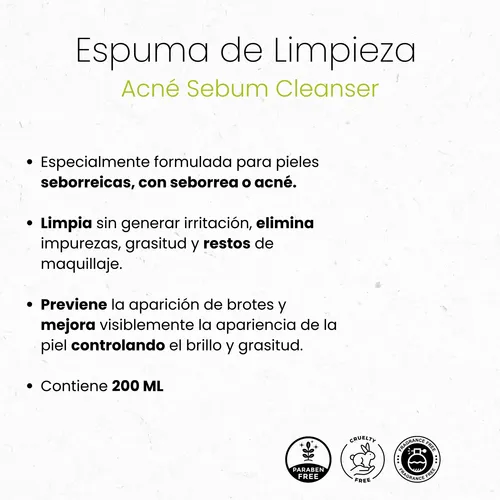 Espuma De Limpieza Profunda Acne Sebum Cleanser 200ml Idraet