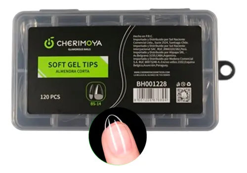 Tips Soft Gel Modelo Almendra Cortas Cherimoya Caja X120u.