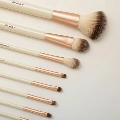 Set De 11 Brochas Maquillaje Con Neceser Esponja Y Arqueador