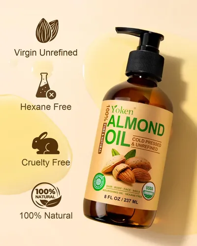Aceite De Almendras Yoken Organic Prensado En Frío 237 Ml