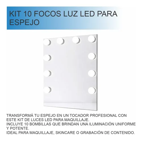 Kit 10 Focos Lamparas Luz Espejo Usb Maquillaje Camarin F