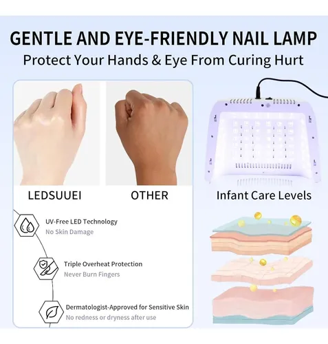 Lámpara Uv Led Para Uñas Ledsuuei 4 Temporizadores Sensor