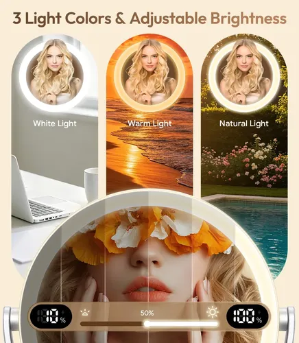 Espejo De Maquillaje Glowtop Iluminado 7  Con Aumento 1x/20x