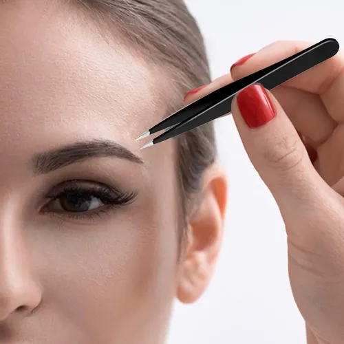 Set 4 Pinzas Profesionales Cejas Y Vello Facial Negro