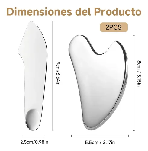 Herramienta De Masaje 2piezas Gua Sha Acero Inoxidable ,