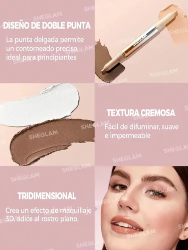Sheglam Fine Line 2 In 1 Nose Contour & Highlight Pen Tono Del Maquillaje Umber