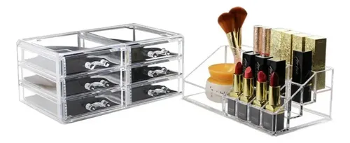 Organizador de Maquillaje de Acrílico con 6 Cajones y Espejo