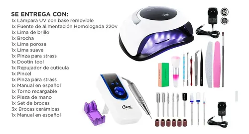 Kit Para Uñas Torno Recargable +cabina Para Uñas Profesional Nude