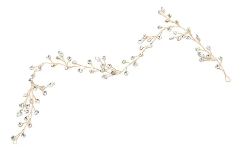 Gold Rhinestone Bridal Hair Vine Classic Simple Wedding