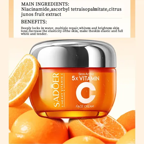Crema Facial Sadoer Vitamina 5x Iluminadora Blanqueadora Momento De Aplicación Día/noche Tipo De Piel Mixta