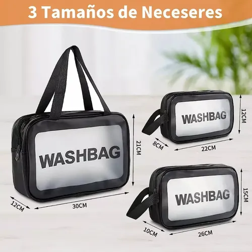 Estuches De Maquillaje Bolsa Cosmetiquera Set 3 Neceser Negro